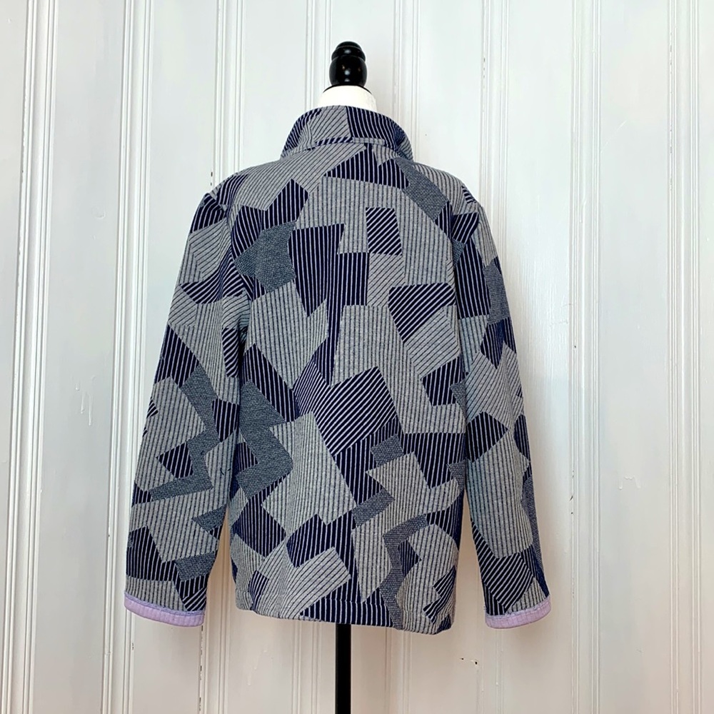 Geometrical lavender, navy and light grey quilted jacket - Picture 3 of 7